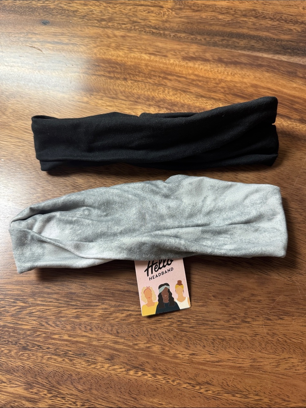 Twisted Stretch Headbands in Black and Light Gray